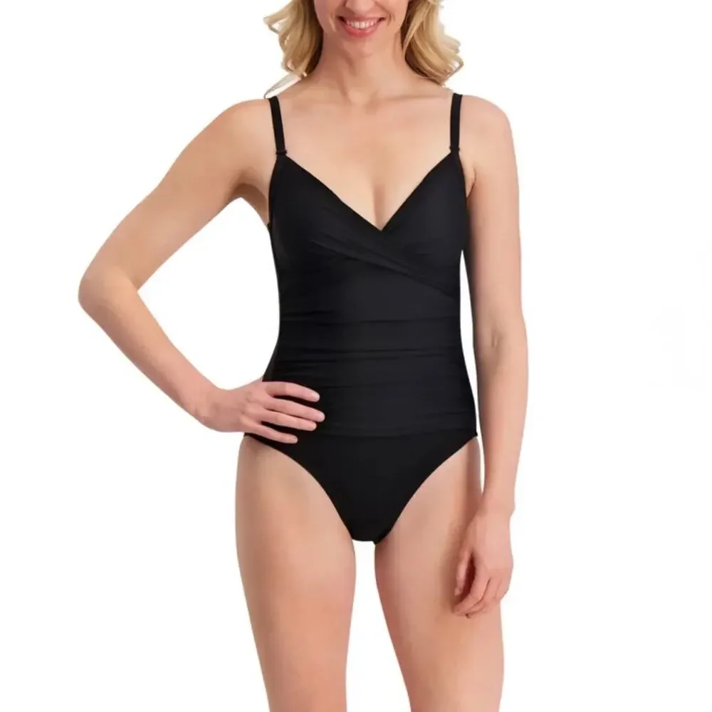 DKNY One-Piece Swimsuit Great For Paddle Boarding Size Small Black NWT - Picture 2 of 7